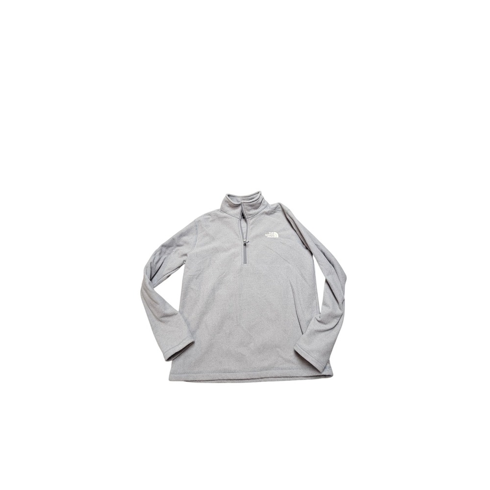 The North Face Mens Light Grey Quarter Zip Grid Fleece Pullover Large C132